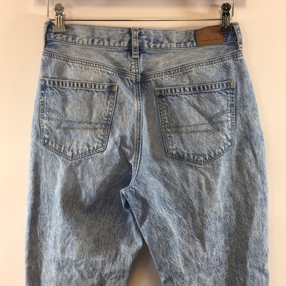 American Eagle Mom Jeans Womens 6 Light‎ Distressed Cotton Denim Blown Knees - Picture 5 of 14